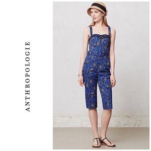 Anthropologie Blue Patterned Jumpsuit